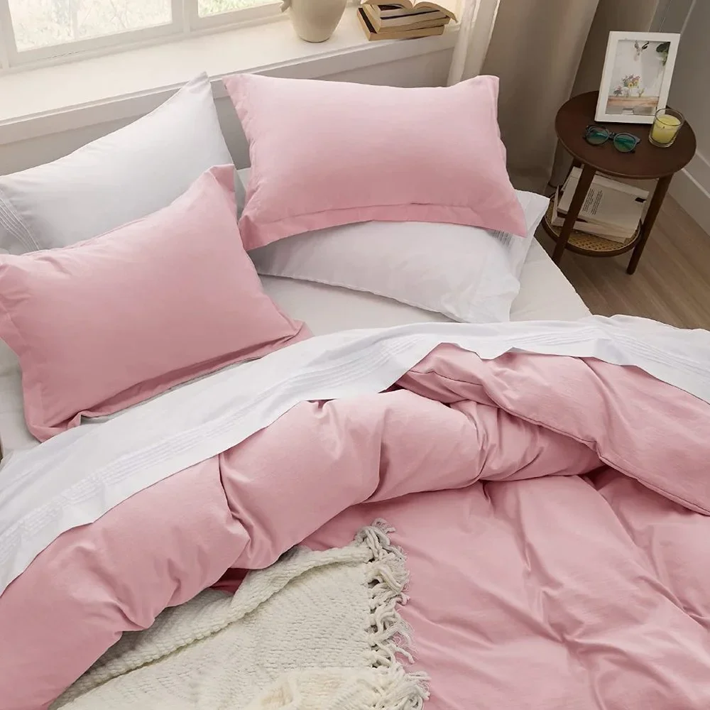 Pink California King Duvet Cover - Soft Prewashed Cal King Duvet Cover Set - Picture 7 of 10